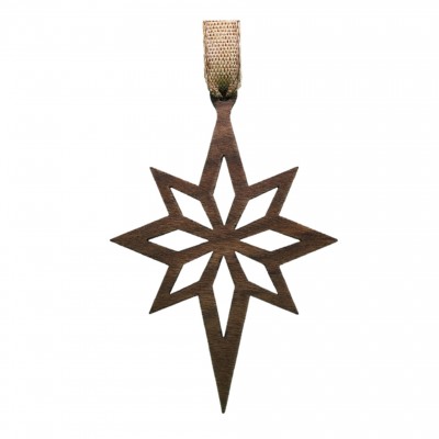 Bethlehem Star Diamond Style Ornament  - Black Walnut Wood - 68x99x6mm - Made in Quebec